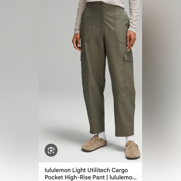 Lululemon Light Utilitech Cargo Pants Olive Green Pants High Waist 30 Like New - Picture 2 of 11